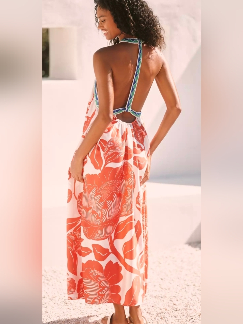 Anthropologie Celandine Silky Floral Halter Midi Dress - Picture 2 of 3
